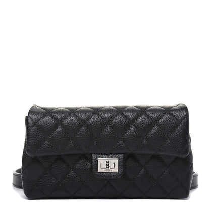 Chanel Grained Calfskin Quilted 2.55 Reissue Flap Belt Bag Clutch Black 1 of 11