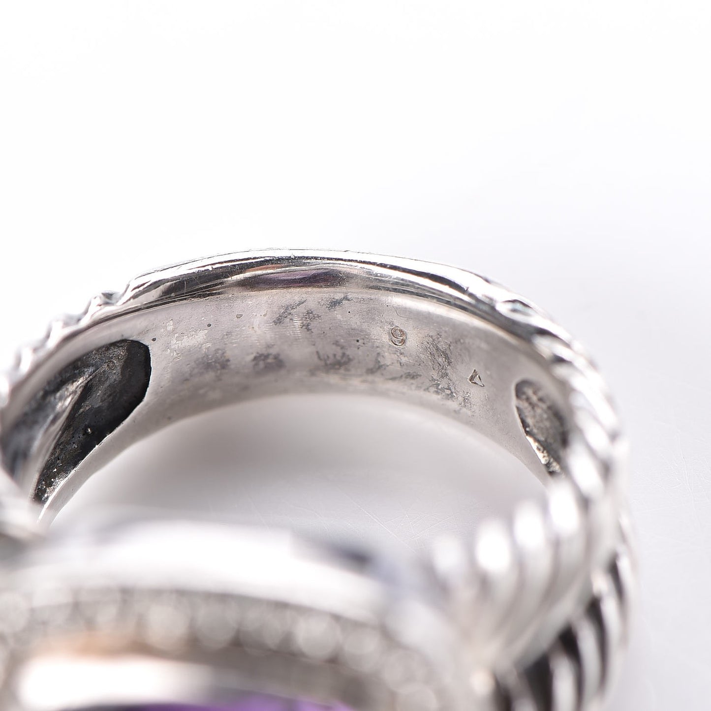 Sterling Silver Diamond Amethyst 11mm Albion Ring 52 6