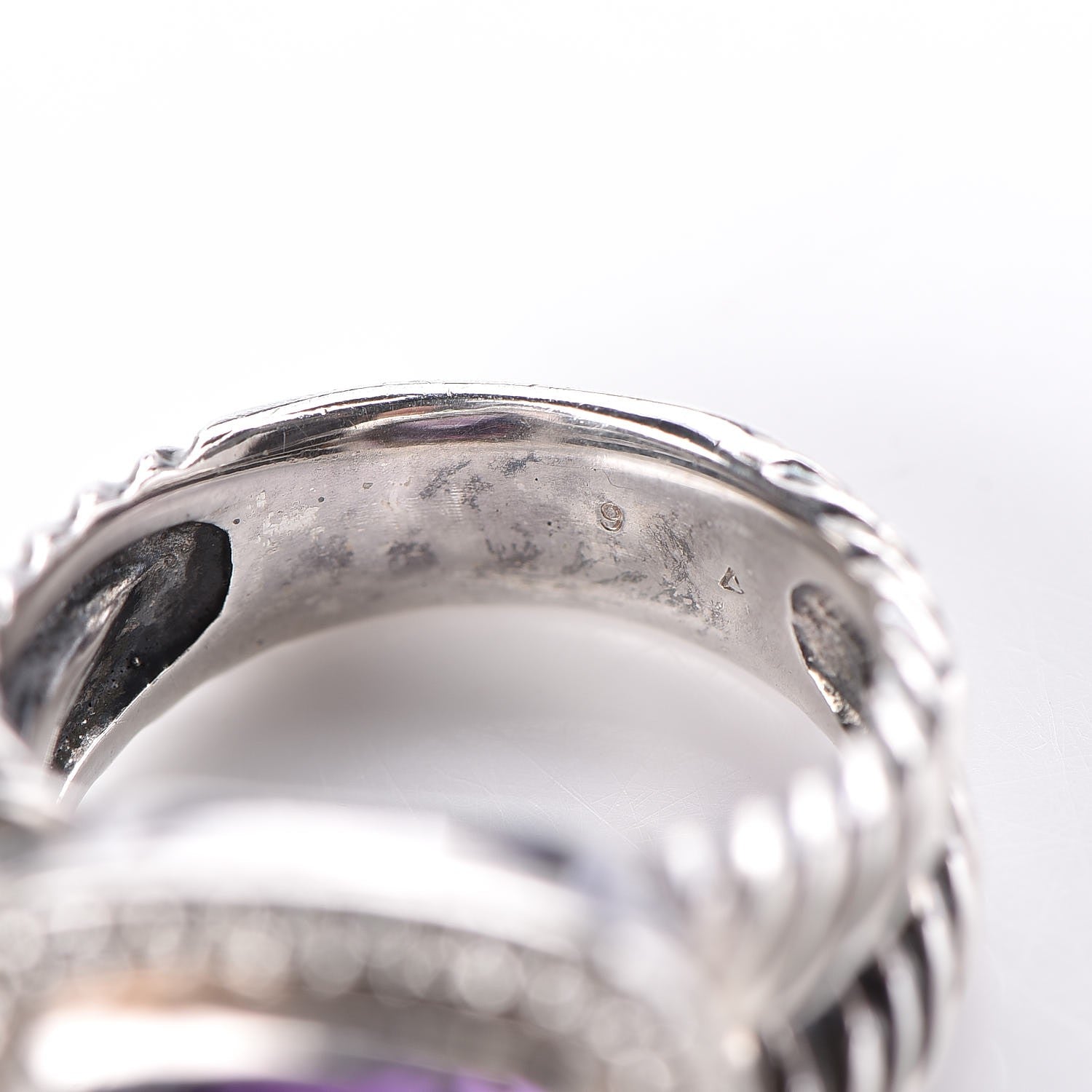 David Yurman Sterling Silver Diamond Amethyst 11mm Albion Ring 52 6 6 of 6
