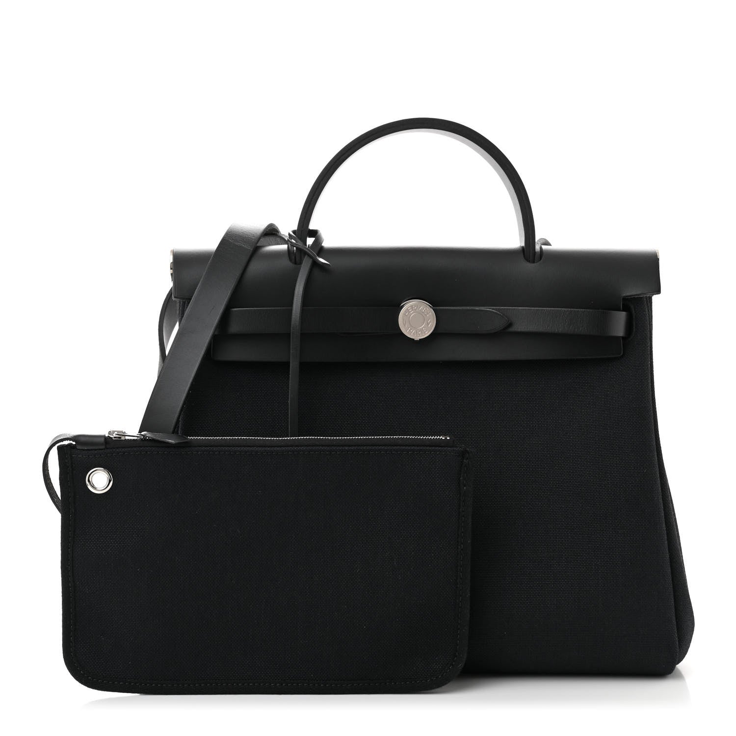 Hermes Military Toile Vache Hunter Herbag Zip PM 31 Black 3 of 12