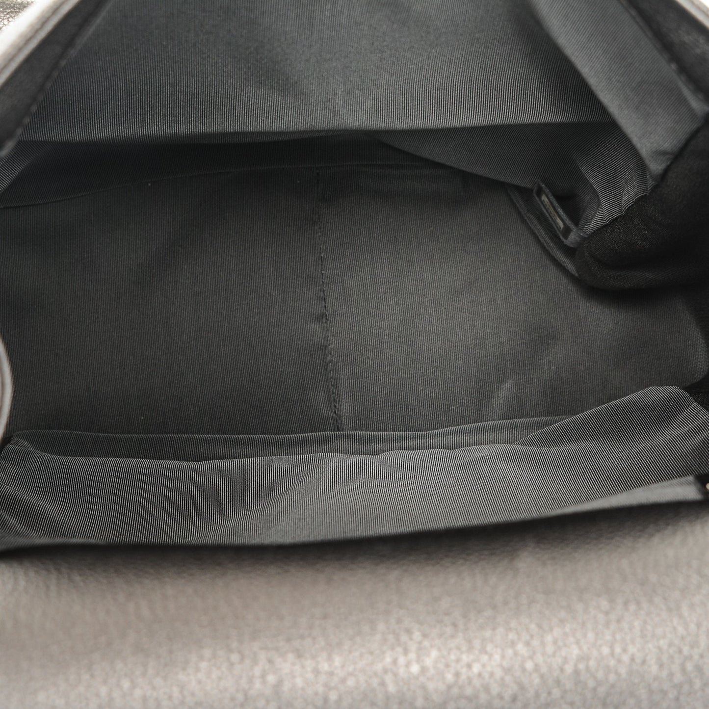 Metallic Grained Calfskin Quilted Large Casual Rock Backpack Charcoal