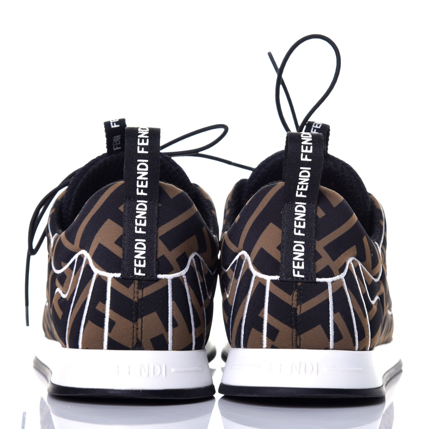 Fendi Stretch Fabric FFreedom Sneakers 35.5 Tobacco Black White 5 of 10