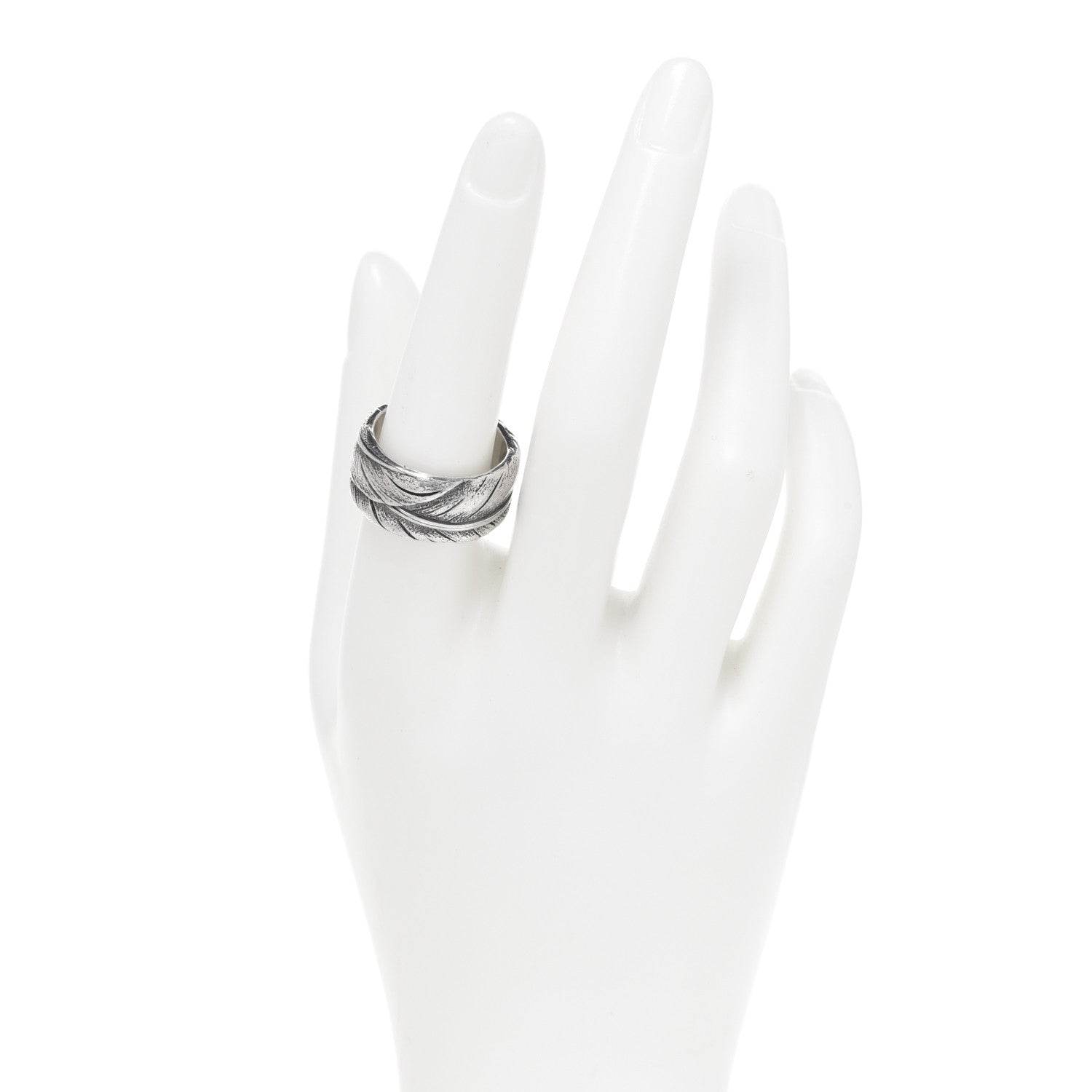 David Yurman Sterling Silver Feather Ring 57 8 2 of 5