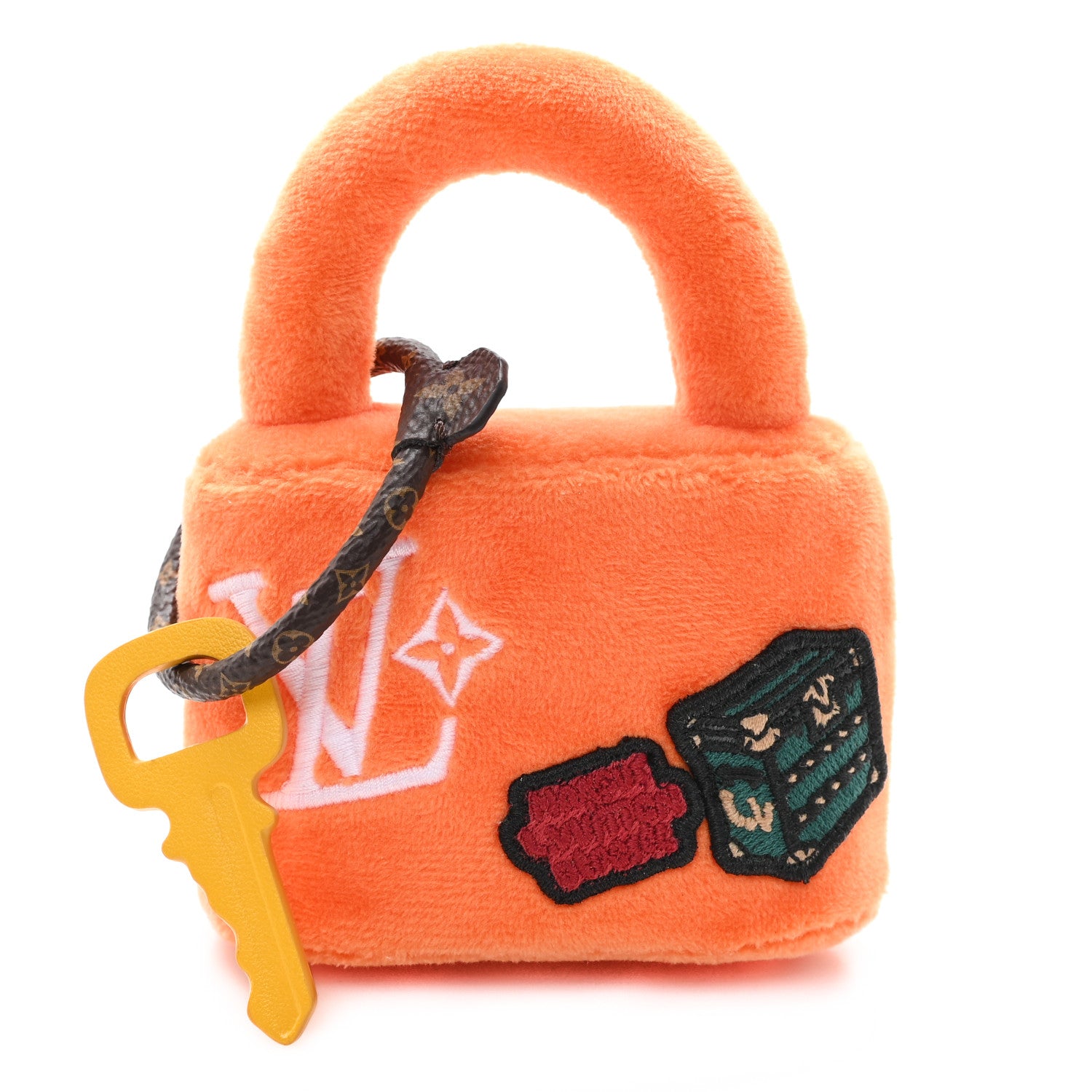 Louis Vuitton Faux Fur LV Lucky Lock Bag Charm Orange 1 of 4