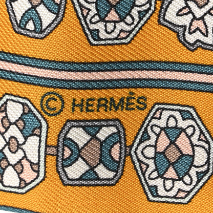 Hermes Silk Tapis Persans Twilly Jaune Aqua Rose Poudre 4 of 4