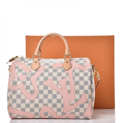Louis Vuitton Damier Azur Tahitienne Speedy Bandouliere 30 Rose Ballerine 11 of 11