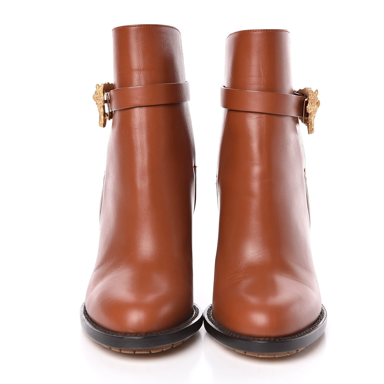 Valentino Garavani Calfskin Unicorn Buckle Ankle Booties 36 Cognac 2 of 8