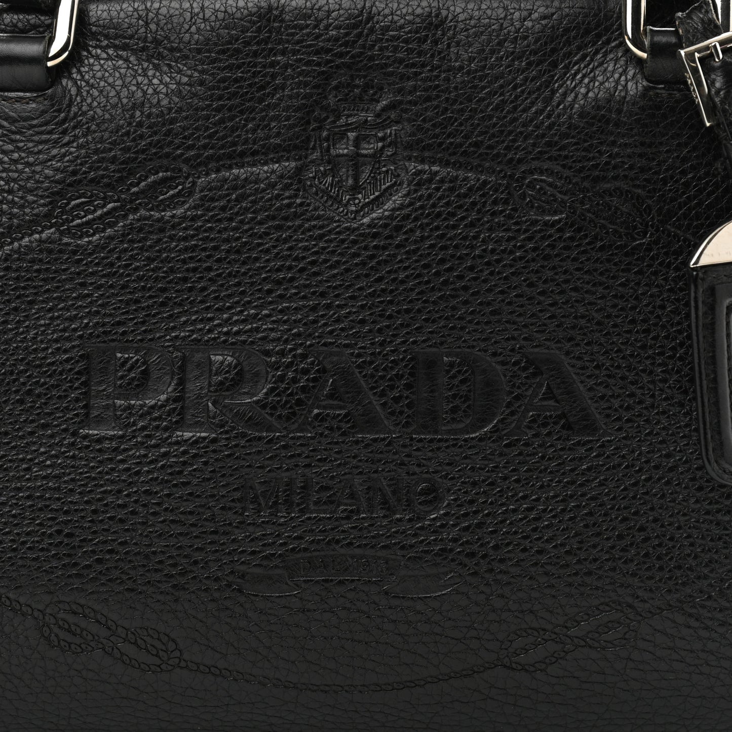 Vitello Daino Print Logo Bowler Black