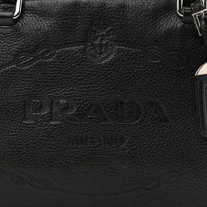 Prada Vitello Daino Print Logo Bowler Black 7 of 15