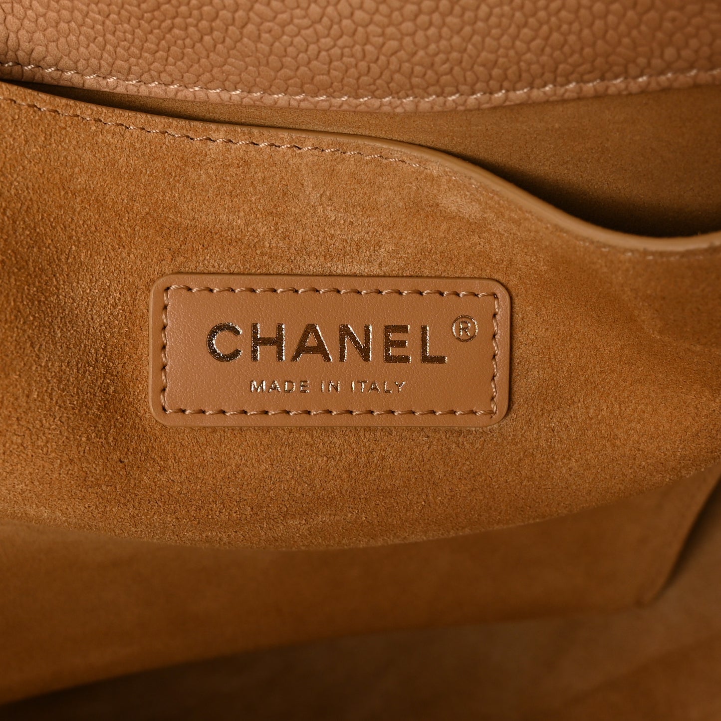 Grained Nubuck Calfskin Quilted Maxi Shopping Bag Beige