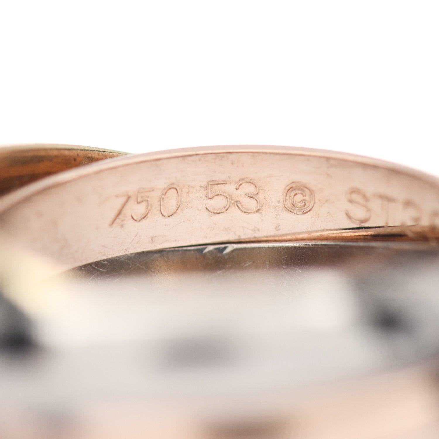 Cartier 18K Pink Yellow White Gold Classic Trinity Ring 53 6.25 4 of 4