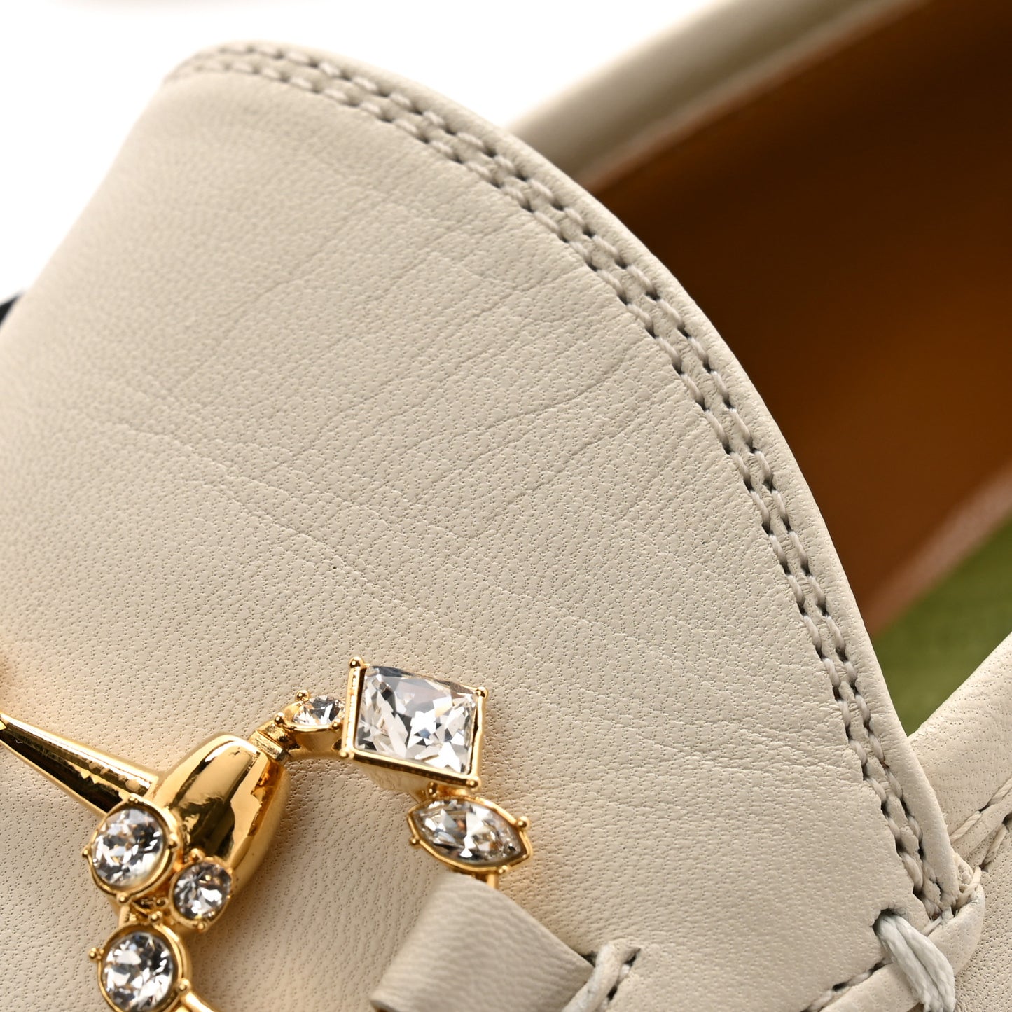 Malaga Kid Crystal Horsebit Womens Jordaan Loafers 39.5 Mystic White