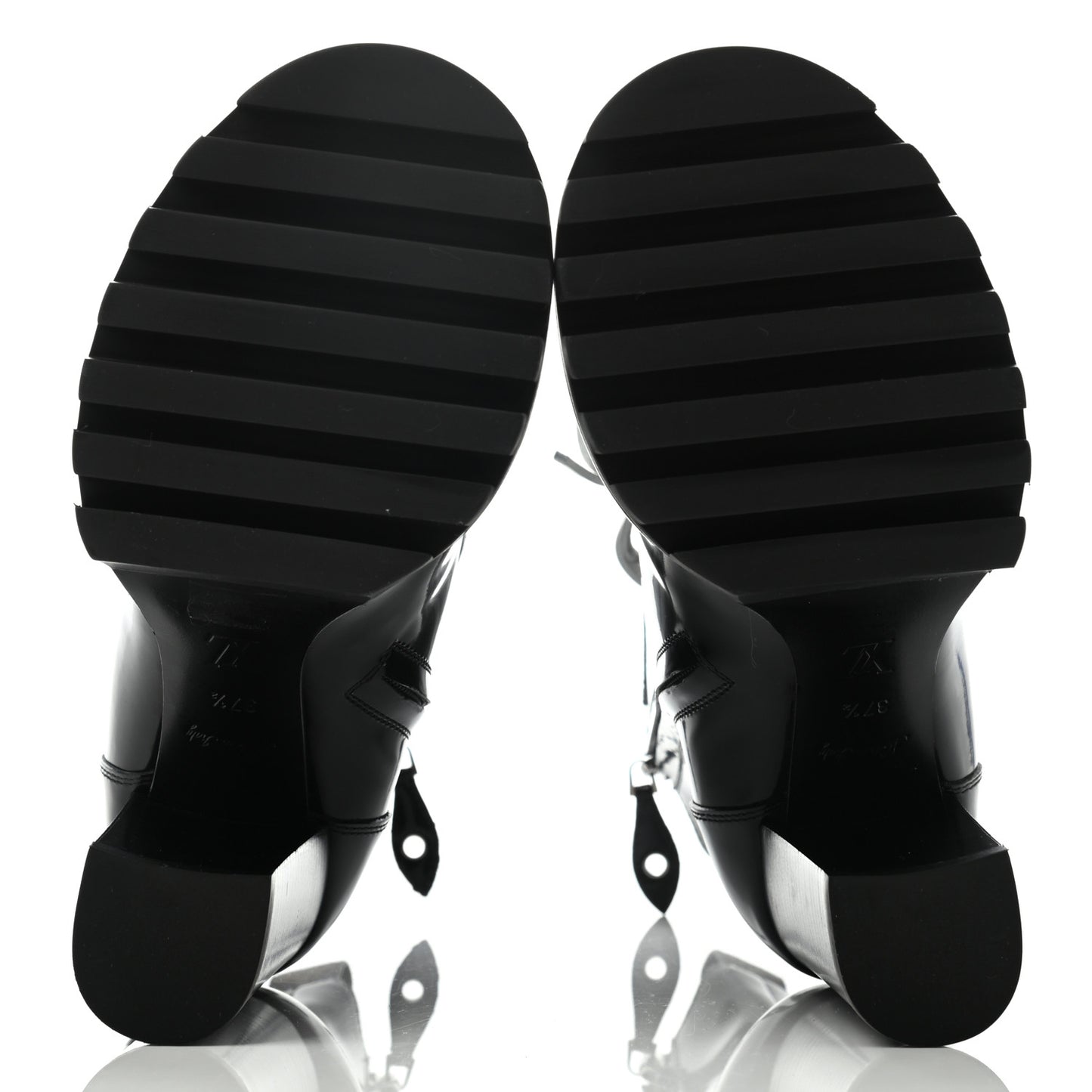 Patent Calfskin Monogram LV Black Heart Star Trail Ankle Boots 37.5 Black