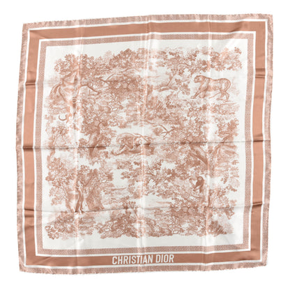 Christian Dior Silk Toile De Jouy Sauvage Square Scarf Rose 1 of 4