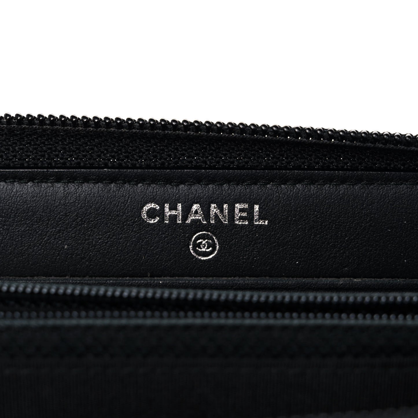 Calfskin Painted Chevron Embossed Small Boy Zip Wallet Black