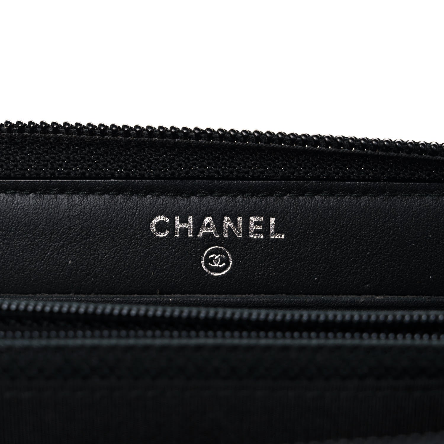 Chanel Calfskin Painted Chevron Embossed Small Boy Zip Wallet Black 6 of 14