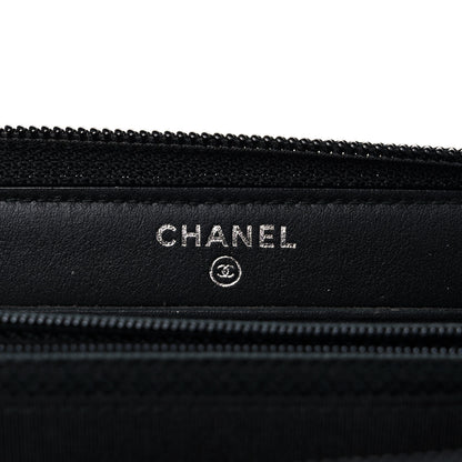 Chanel Calfskin Painted Chevron Embossed Small Boy Zip Wallet Black 6 of 14