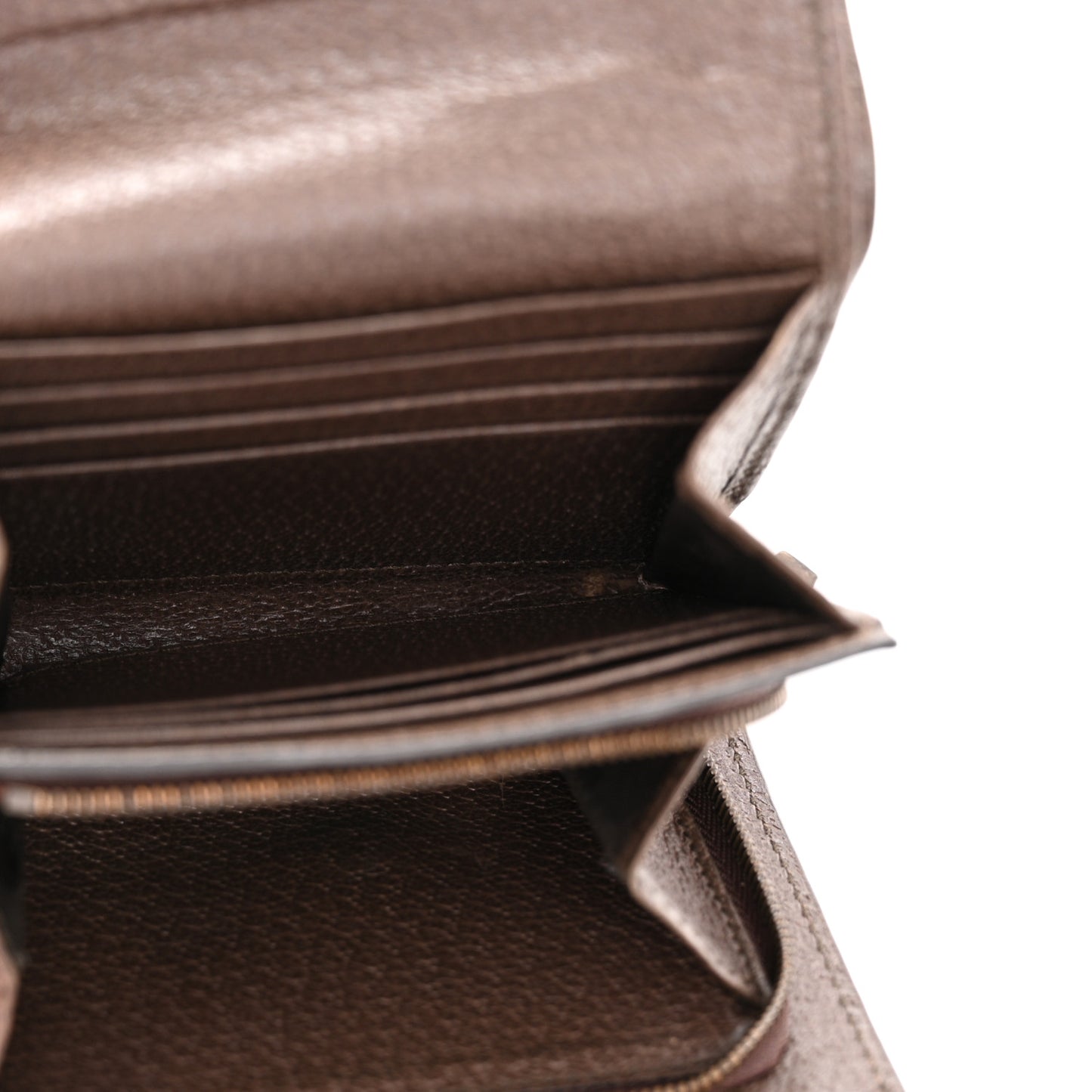 Monogram Jumbo GG Textured Dollar Calfskin Diana Compact Wallet Camel Ebony New Acero