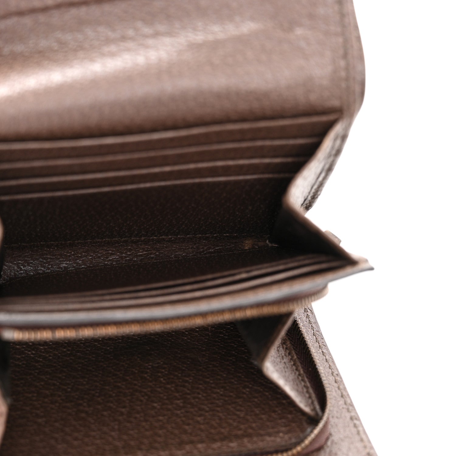 Gucci Monogram Jumbo GG Textured Dollar Calfskin Diana Compact Wallet Camel Ebony New Acero 5 of 11