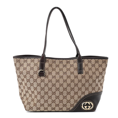Gucci Monogram Medium New Britt Tote Brown 1 of 10