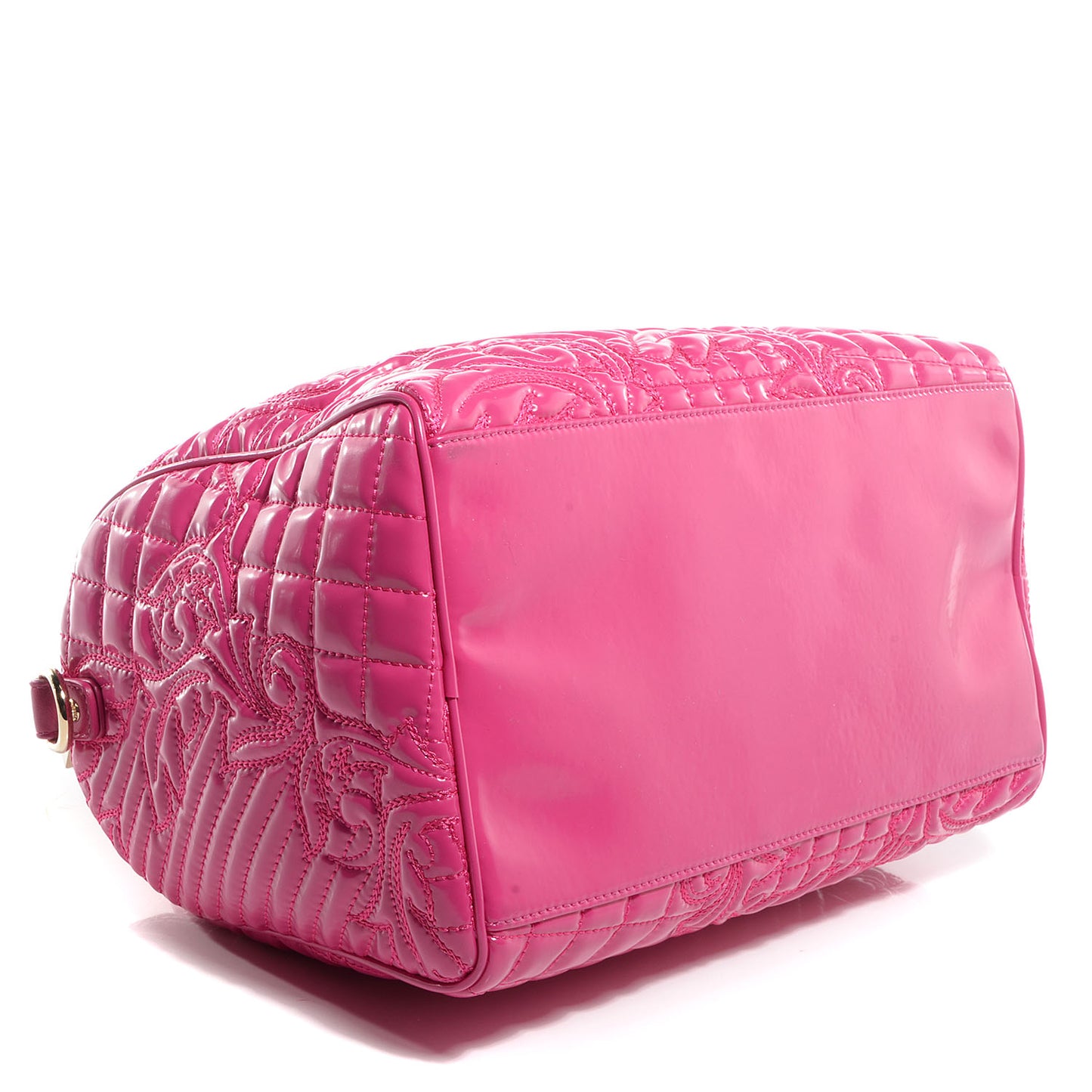 Barocco Quilted Leather Vanitas Bowling Bag Fuchsia