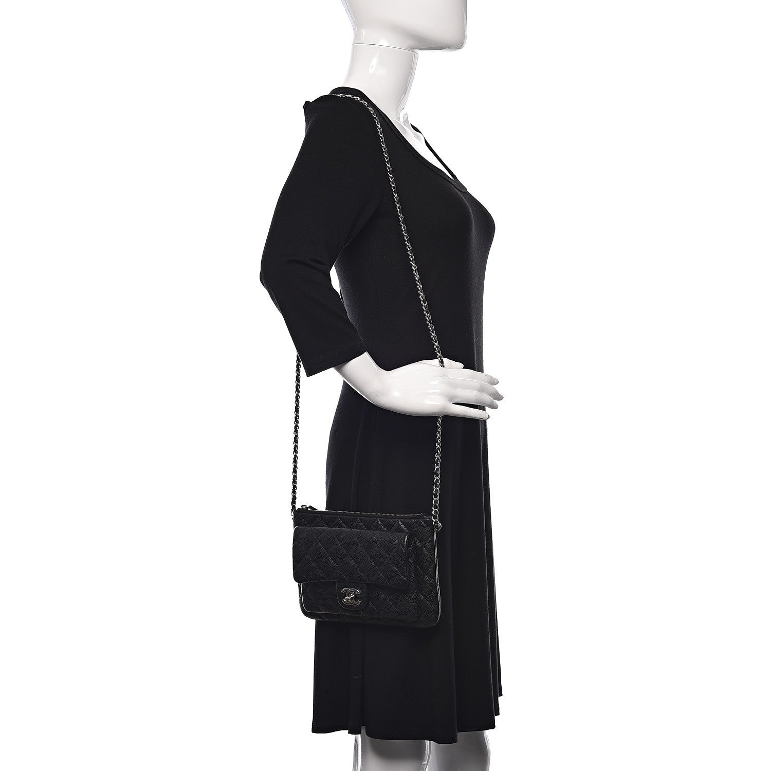 Chanel Caviar Quilted Daily Zip Crossbody Bag Black 2 of 14
