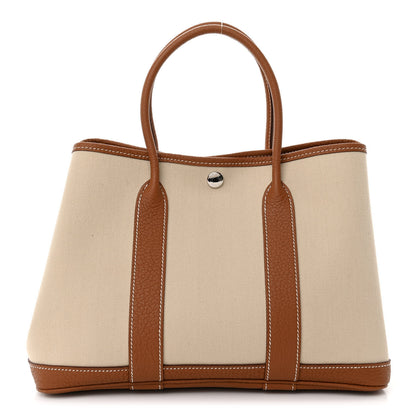 Hermes Grand Chevron Weave Negonda Garden Party 30 TPM Tote Craie Gold 1 of 10