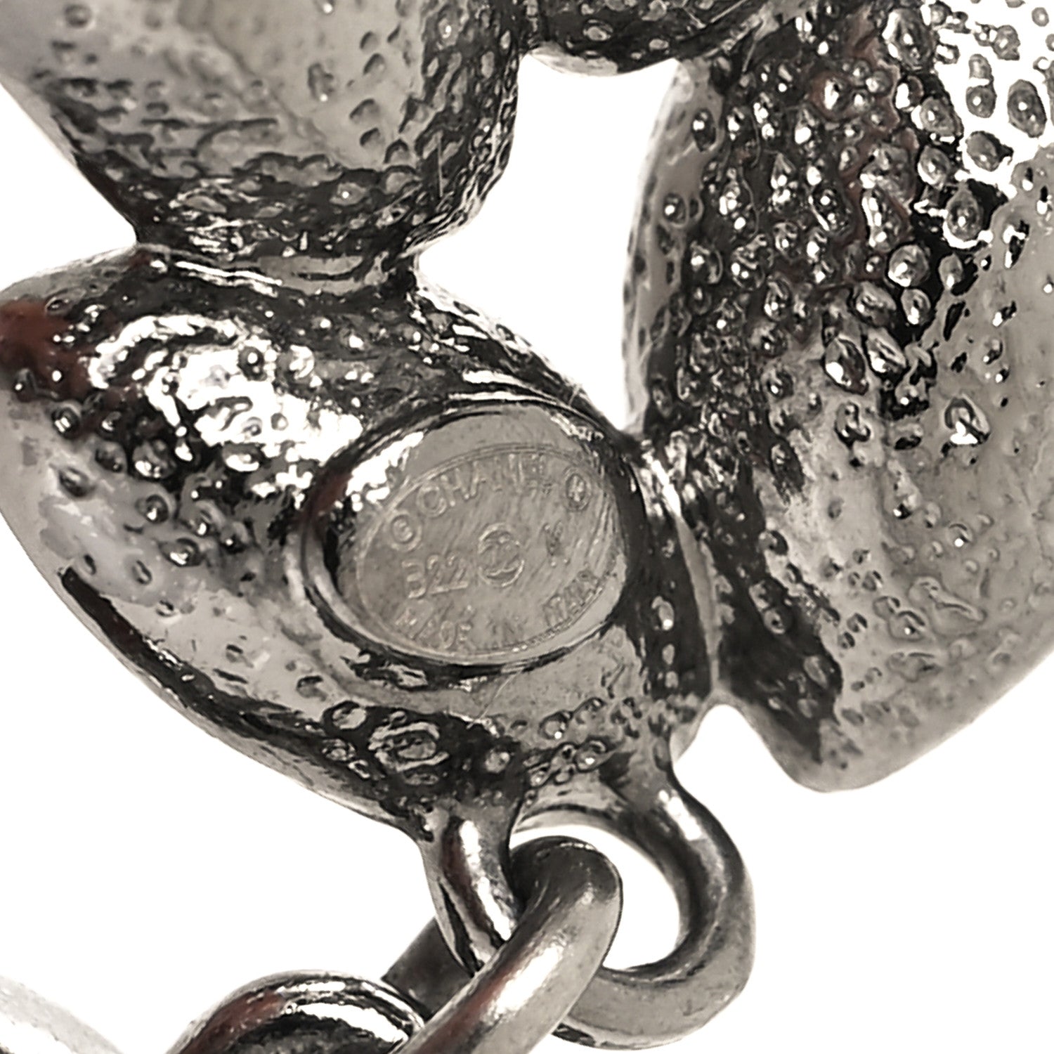 Chanel Crystal Sparkling Wheat CC Drop Earrings Silver 4 of 5