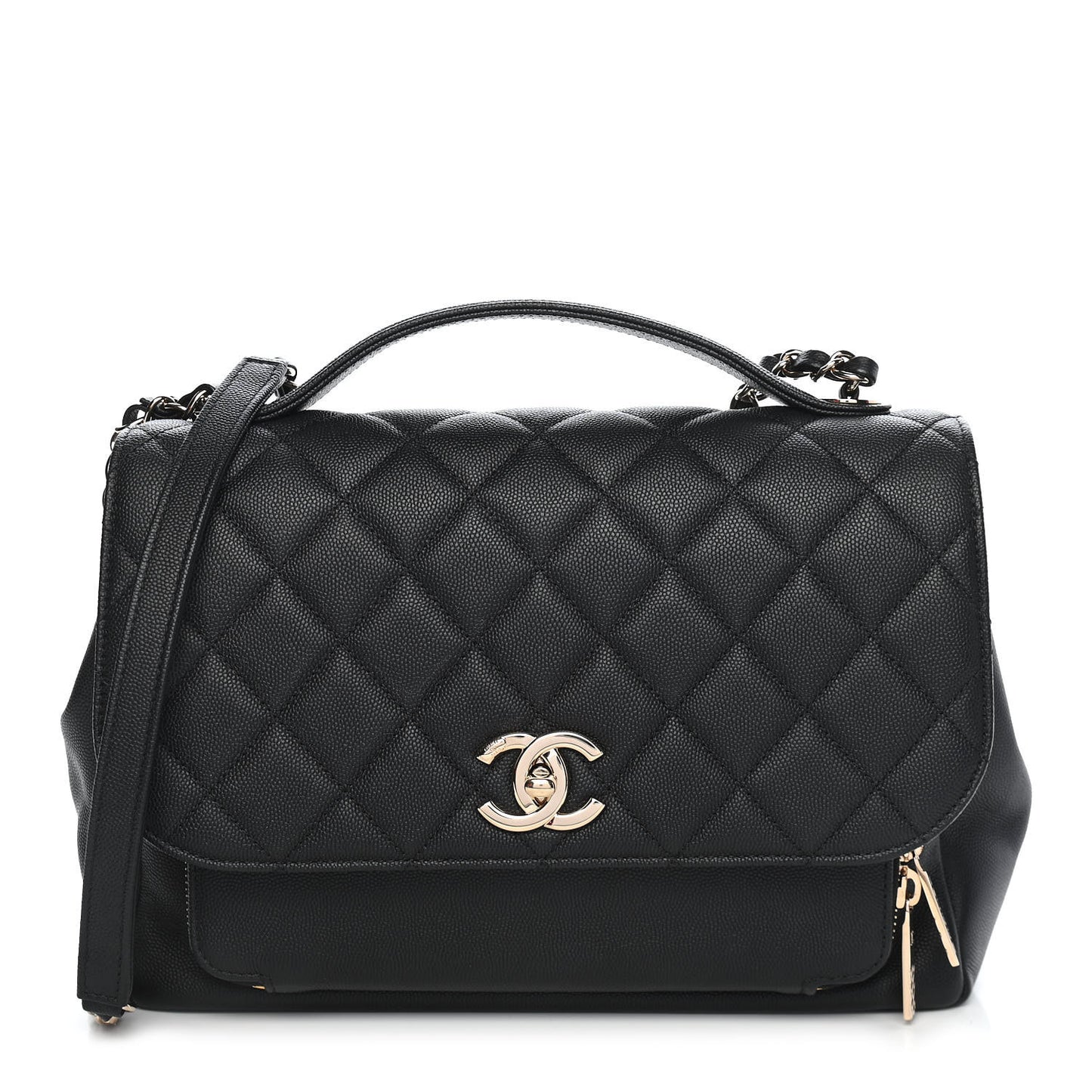 Caviar Quilted Large Business Affinity Flap Black