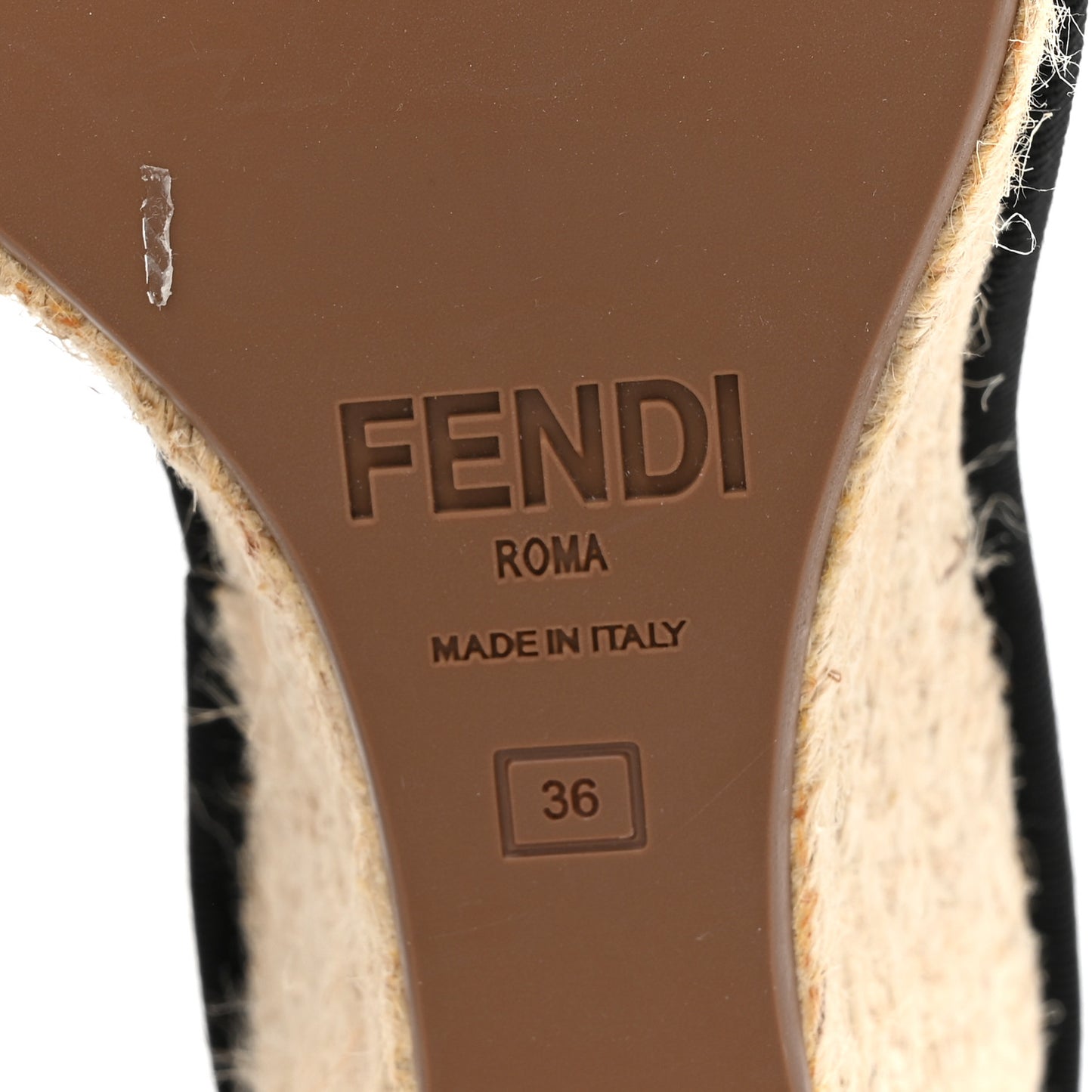 Canvas FF Embroidered Roma Ankle Wrap Wedge Espadrilles 36 Black