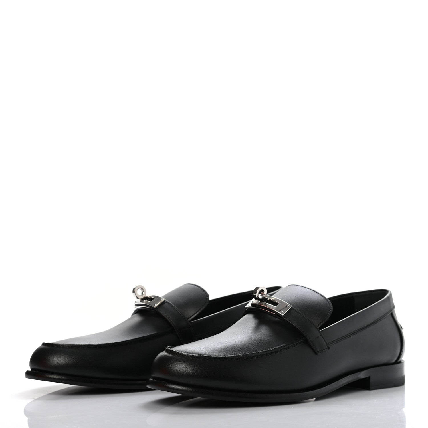 Hermes Calfskin Womens Destin Loafer 38.5 Black 3 of 9