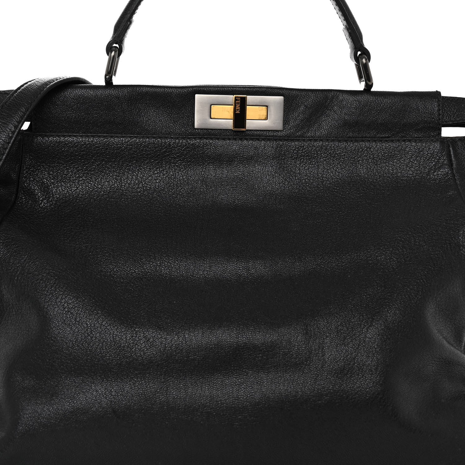 Fendi Goatskin Zucca Large Peekaboo Iconic Satchel Black Tobacco 8 of 10