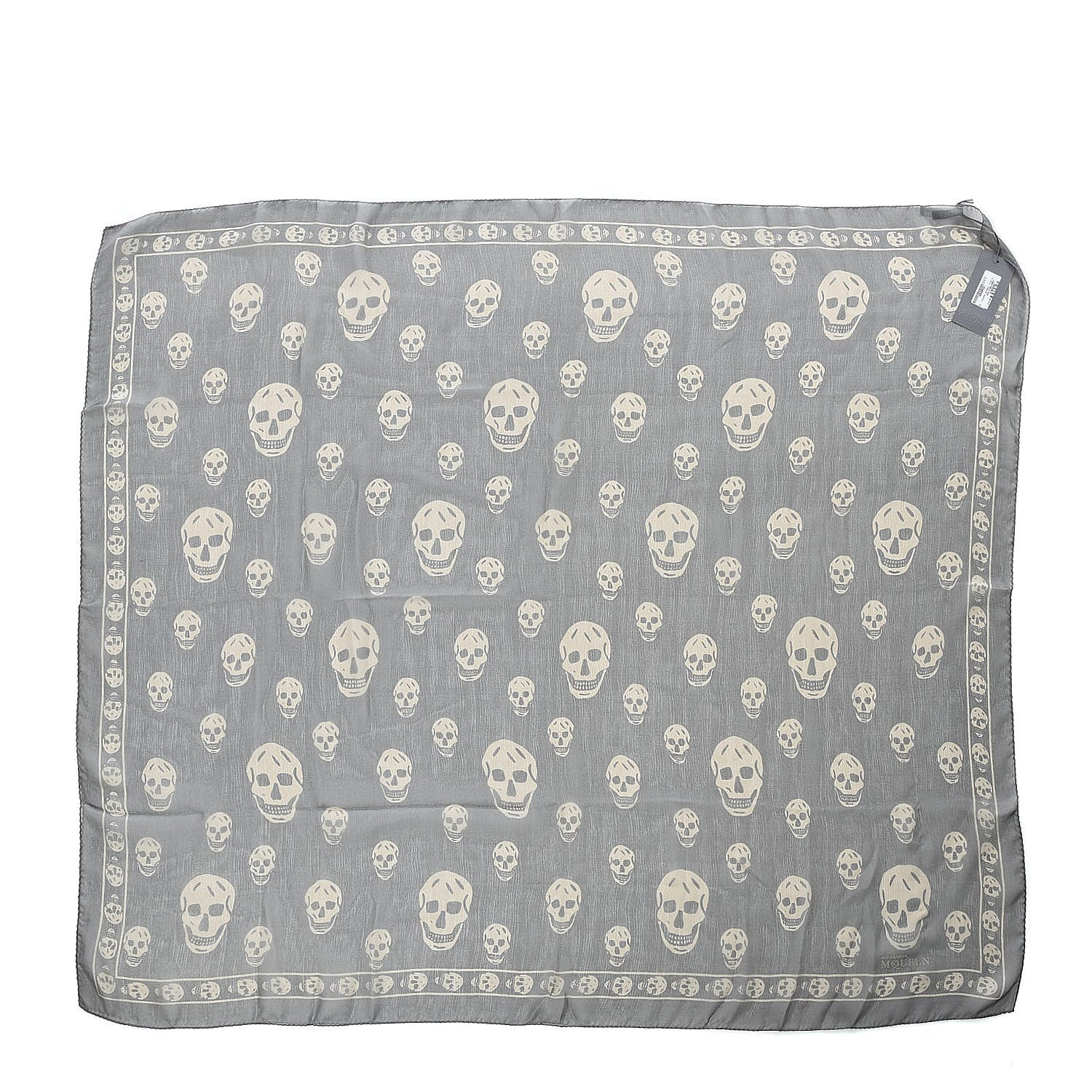 Alexander McQueen Silk Chiffon Skull Scarf Grey Beige 3 of 5