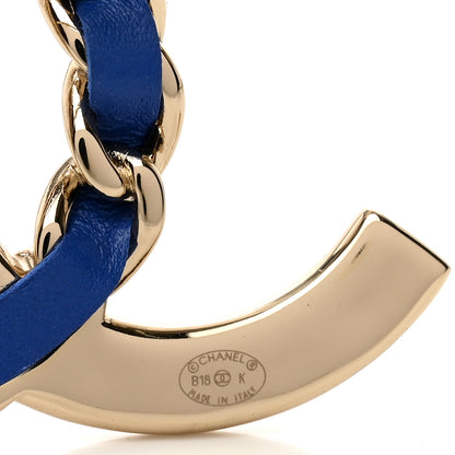 Chanel Lambskin Baguette Crystal CC Chain Brooch Blue Gold 4 of 4