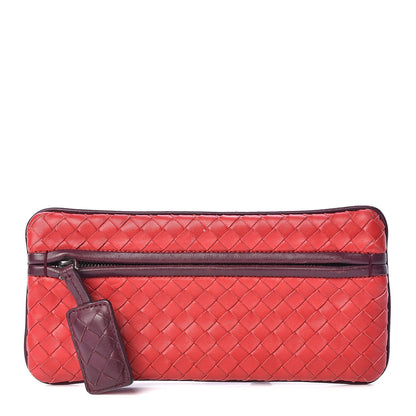 Bottega Veneta Nappa Intrecciato Zip Clutch Fraise Aubergine 1 of 6