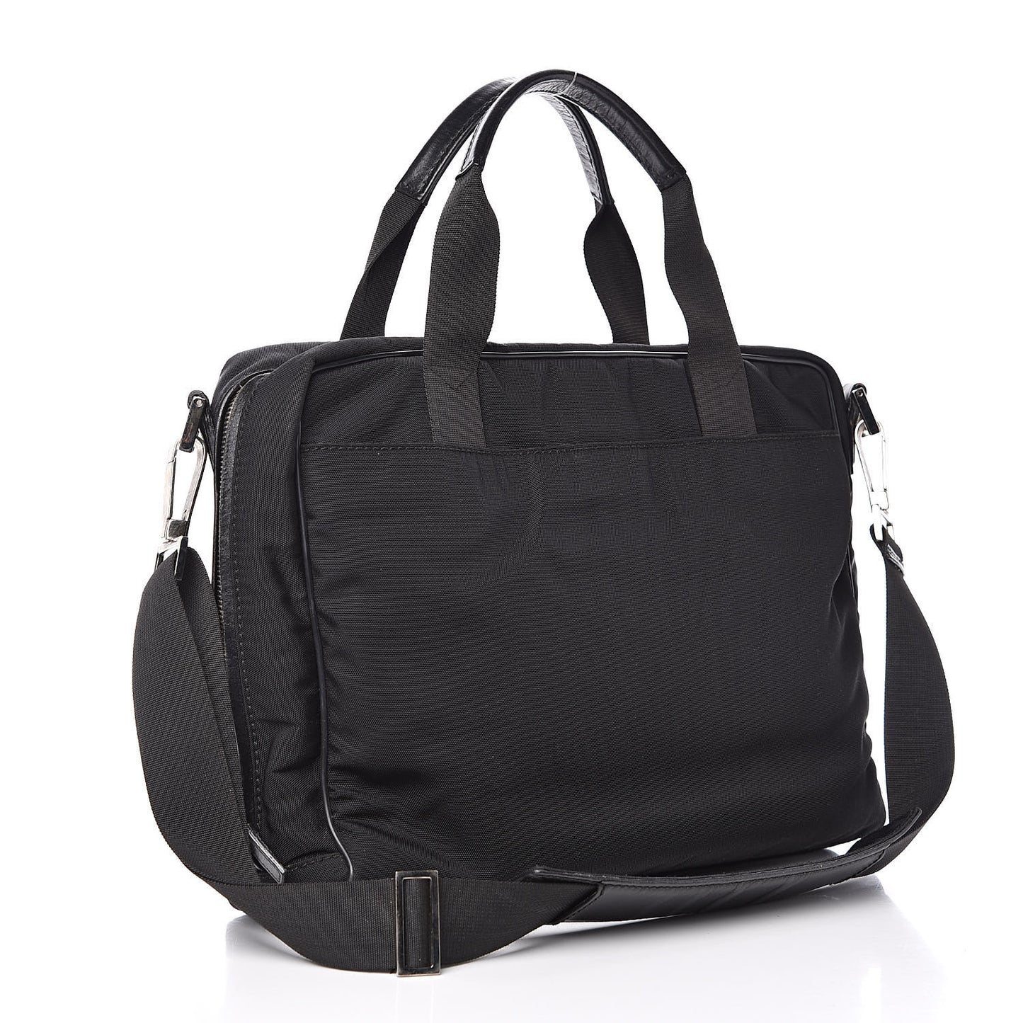 Nylon Calfskin Briefcase Black