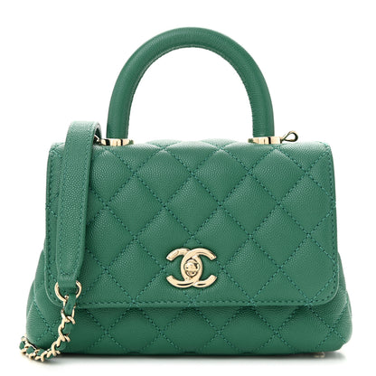 Chanel Caviar Quilted Extra Mini Coco Handle Flap Green 1 of 10