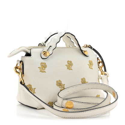 Fendi Vitello Dolce Lurex Floral Embroidered Studded Mini By The Way Boston Bag White 3 of 15