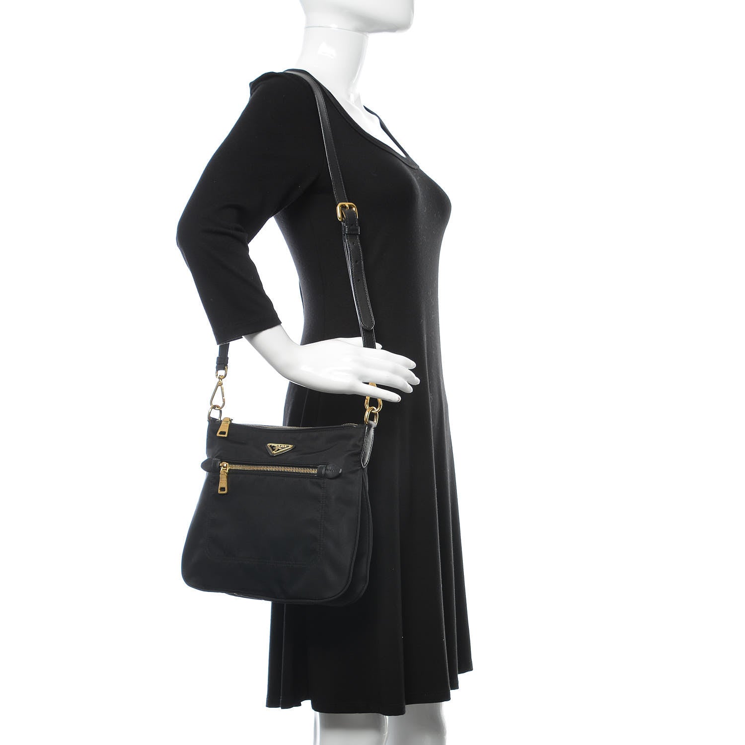 Prada Nylon Flat Messenger Bag Black 2 of 8