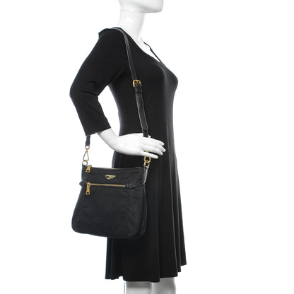Prada Nylon Flat Messenger Bag Black 2 of 8