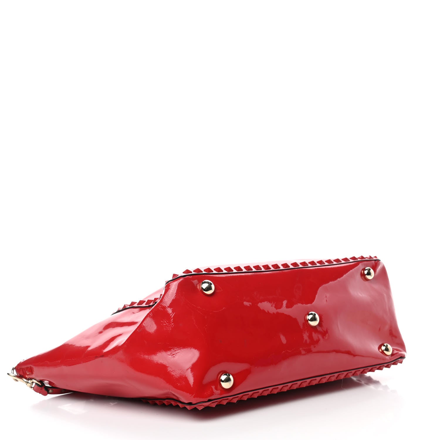 Valentino Garavani Patent Monochrome Medium Rockstud Tote Rosso Valentino 3 of 10