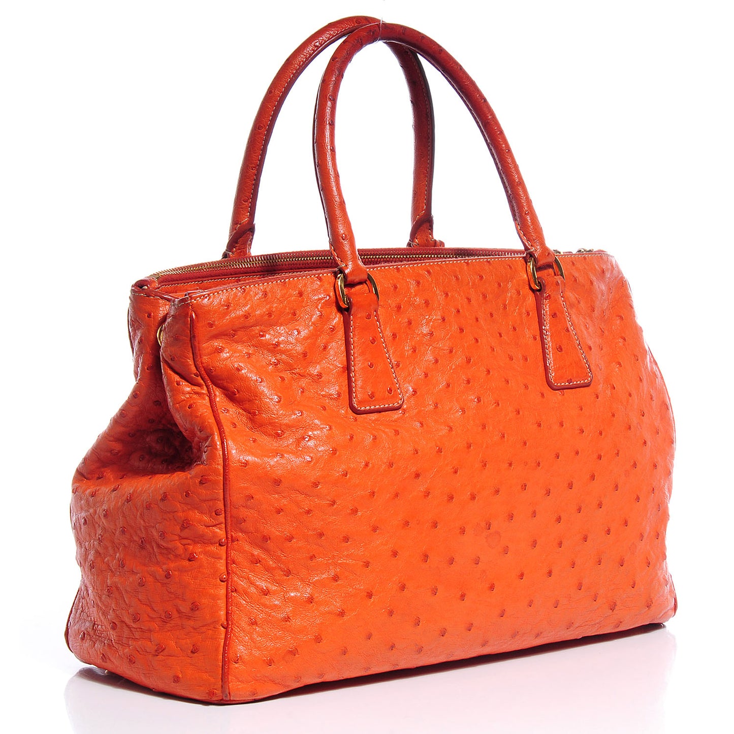 Ostrich Double Zip Tote Papaya