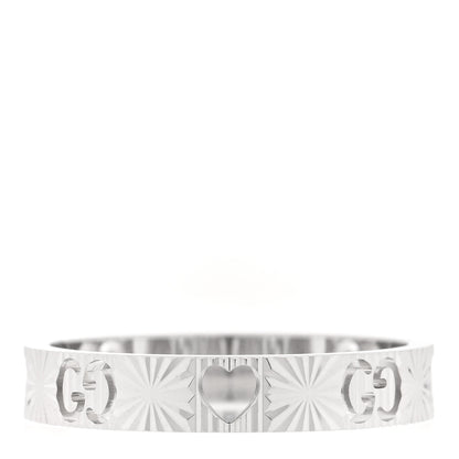 Gucci 18K White Gold Icon Heart Band Ring 61 9.5 1 of 4