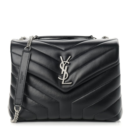 Saint Laurent Calfskin Y Quilted Monogram Small Loulou Chain Satchel Black 1 of 12