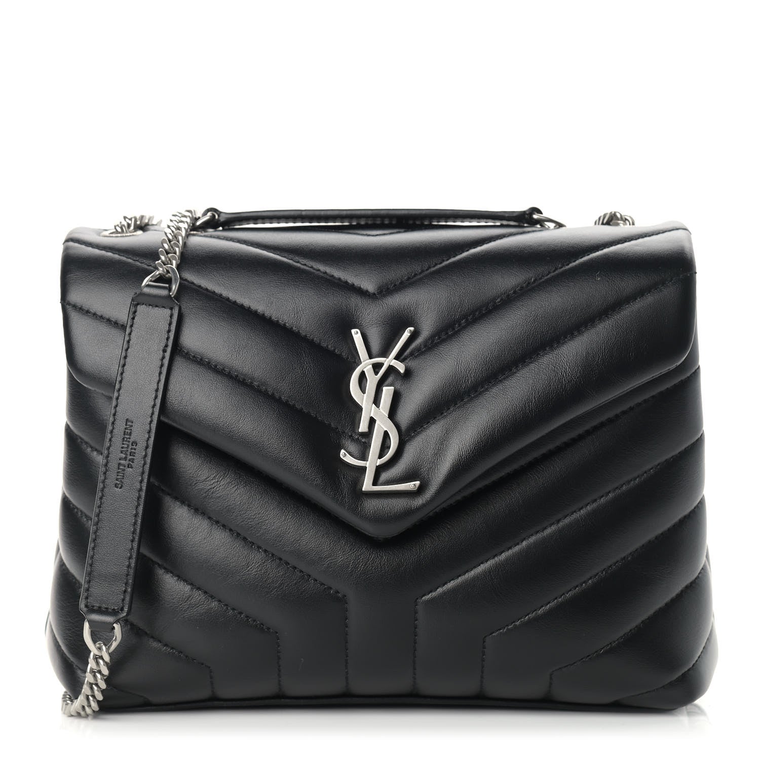 Saint Laurent Calfskin Y Quilted Monogram Small Loulou Chain Satchel Black 1 of 13