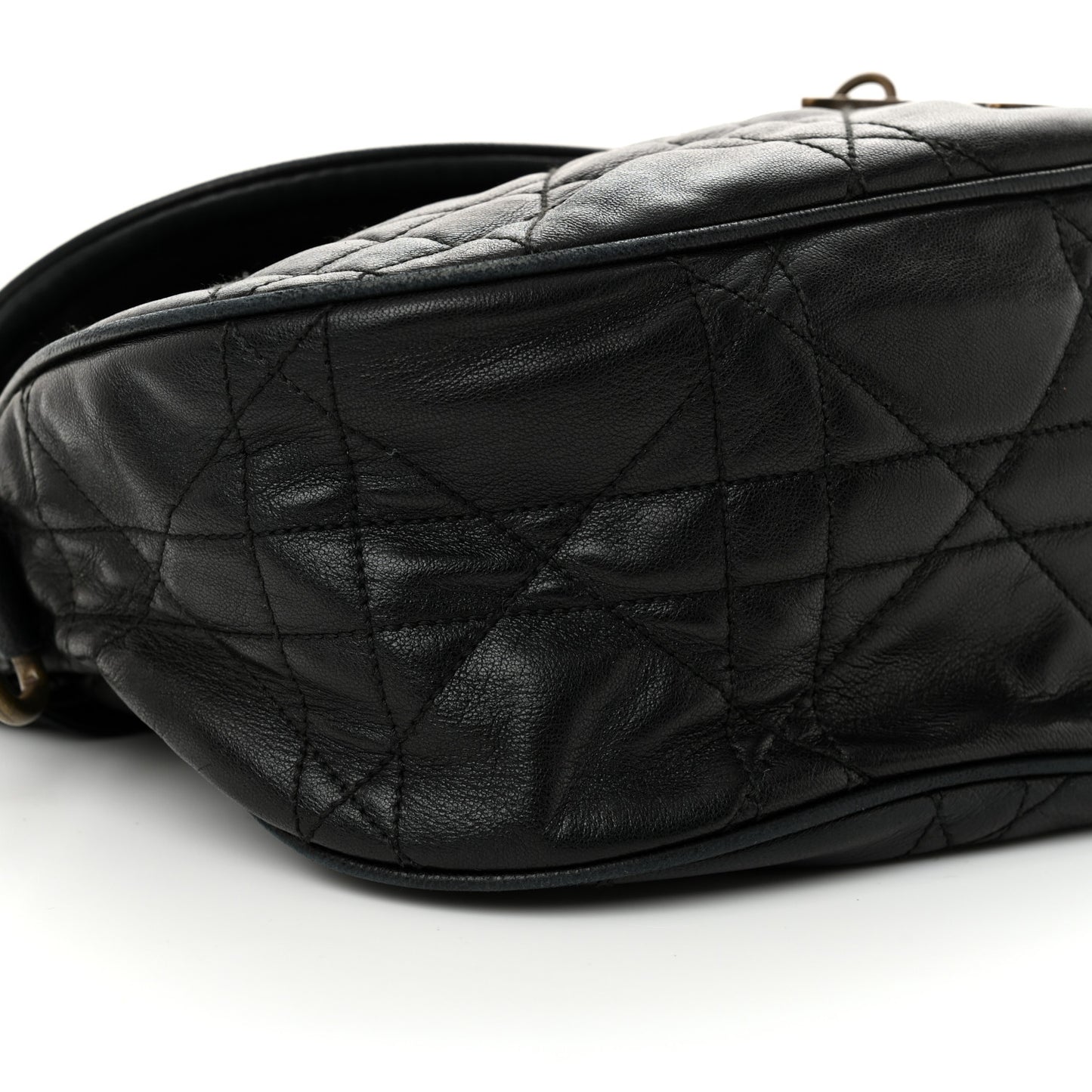 Lambskin Cannage Flap Messenger Bag Black