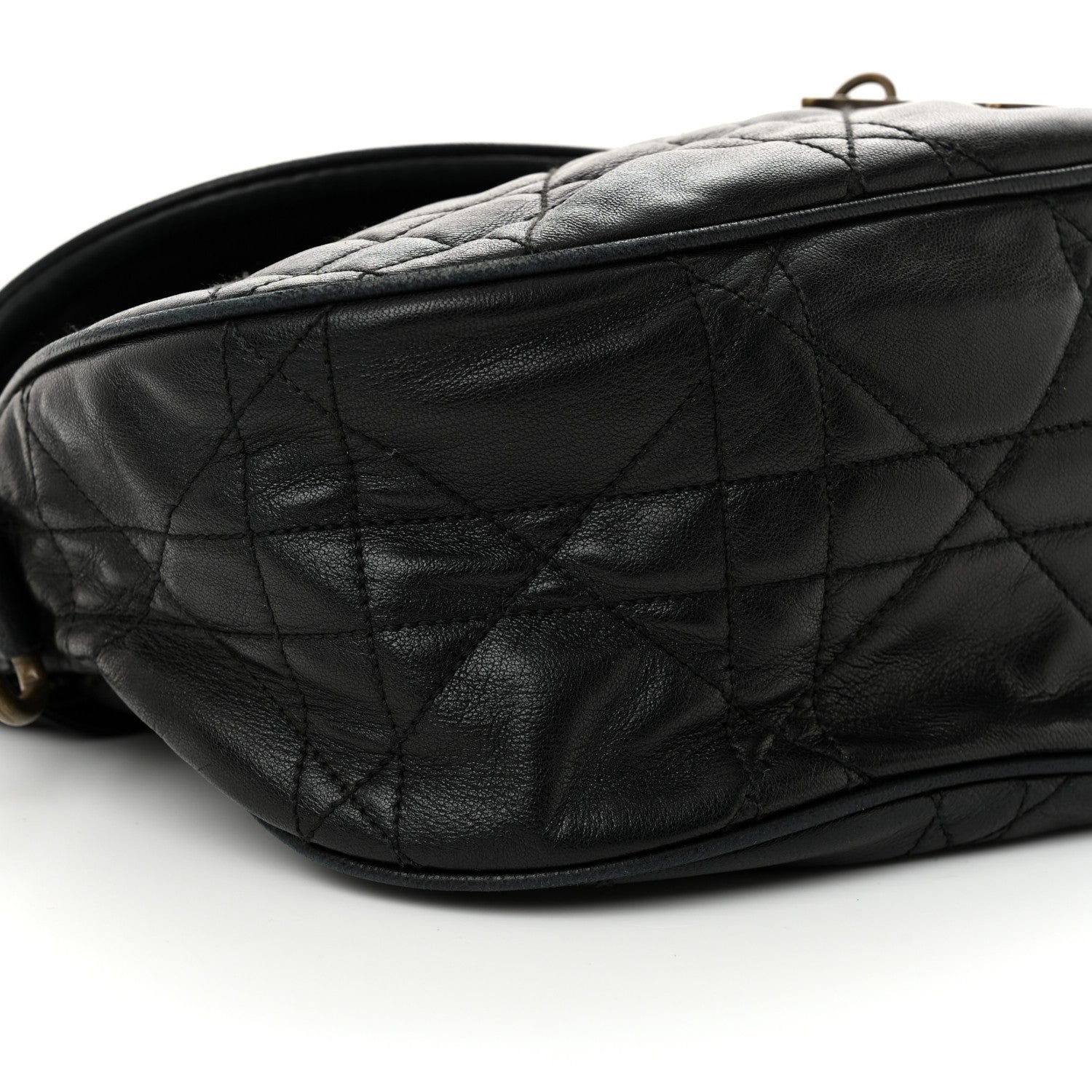 Christian Dior Lambskin Cannage Flap Messenger Bag Black 9 of 15