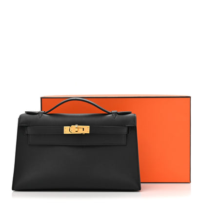 Hermes Swift Kelly Pochette Clutch Black 8 of 8