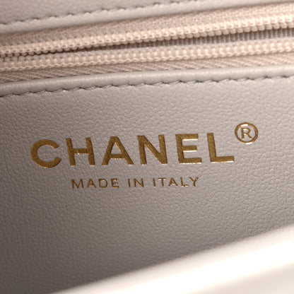 Chanel Shiny Aged Calfskin Quilted Nano Kelly Shopper Light Grey 6 of 11