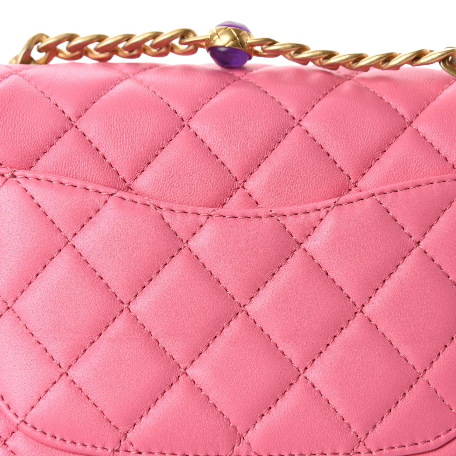 Chanel Lambskin Resin Quilted Mini Pearl Samba Square Flap Pink 8 of 11